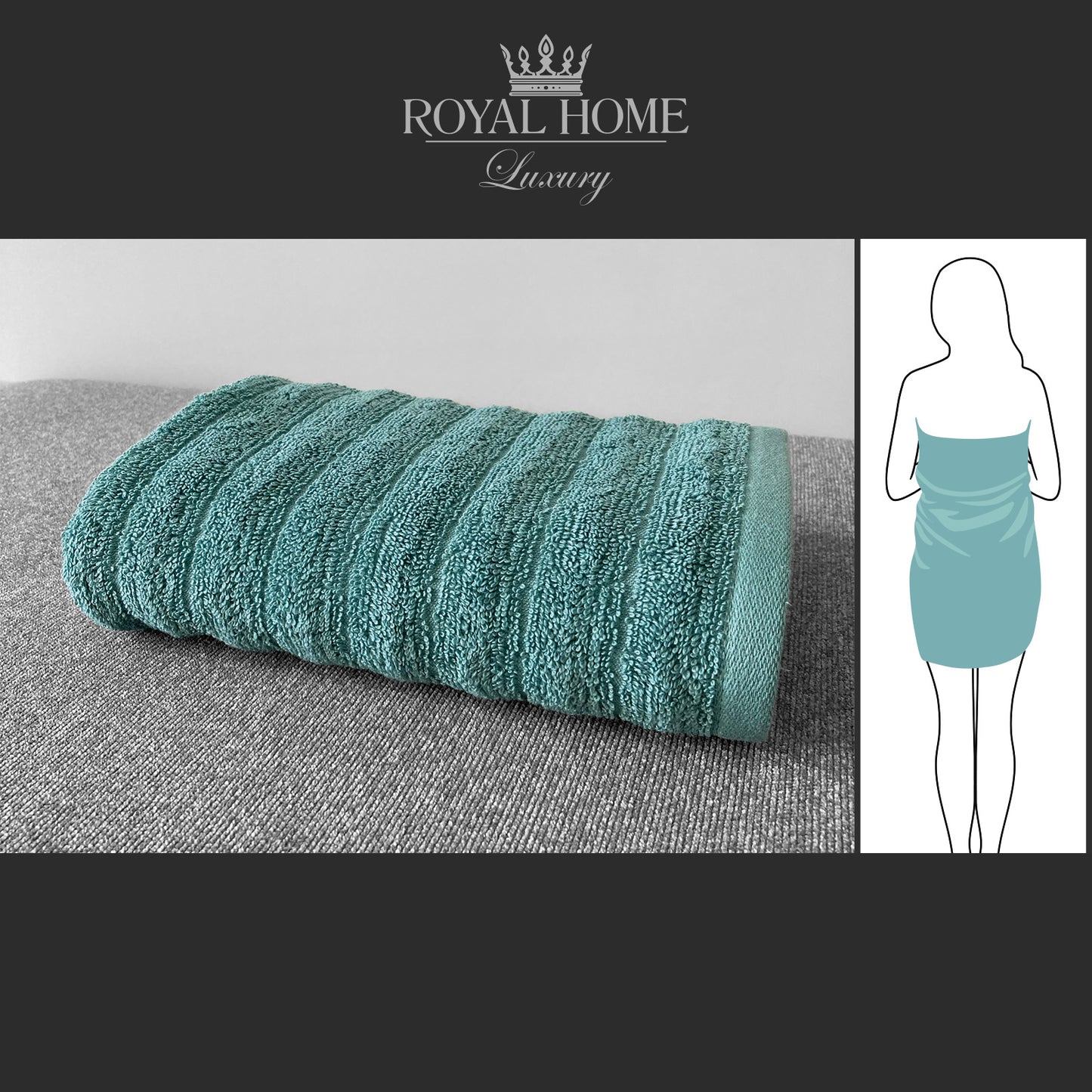 Body towel 100% cotton - Double stitching - 450 GSM - Waves design - Size 70x140 CM - Barcode 4860122510315