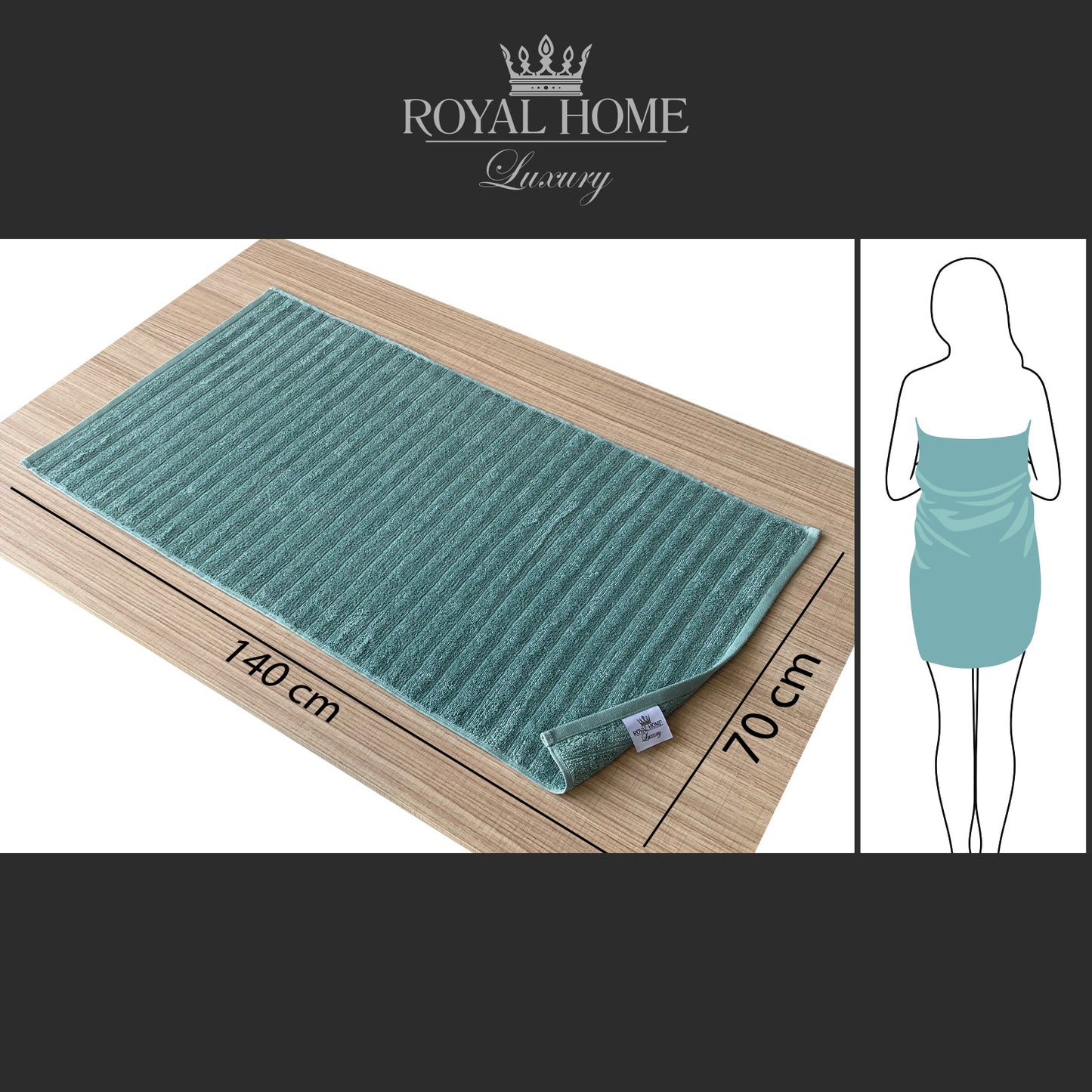 Body towel 100% cotton - Double stitching - 450 GSM - Waves design - Size 70x140 CM - Barcode 4860122510315