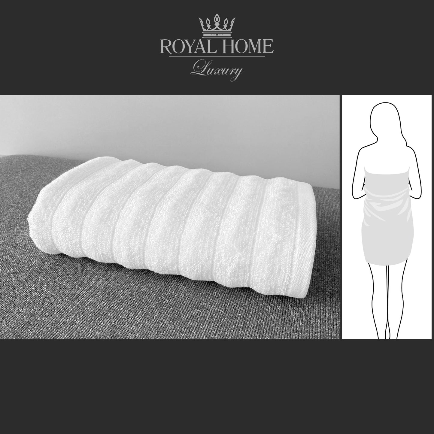 Body towel 100% cotton - Double stitching - 450 GSM - Waves design - Size 70x140 CM - Barcode 4860122510315