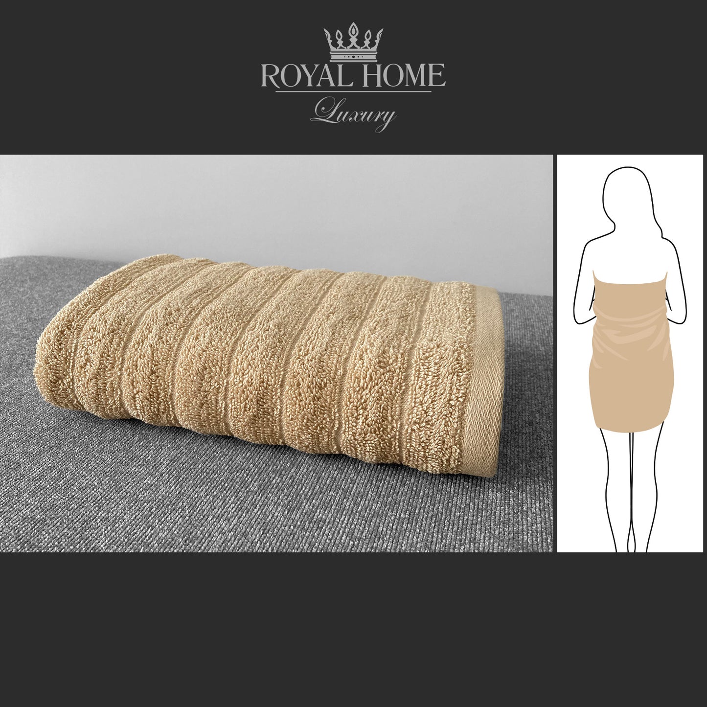 Body towel 100% cotton - Double stitching - 450 GSM - Waves design - Size 70x140 CM - Barcode 4860122510315